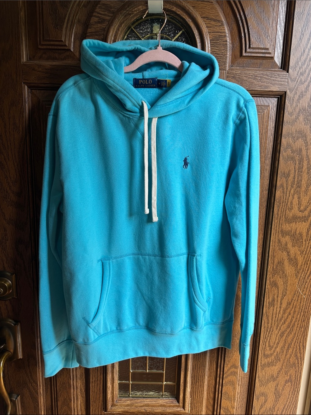 Polo Ralph Lauren Bright Teal/Turquoise Pullover Hoodie with Navy Pony Size M